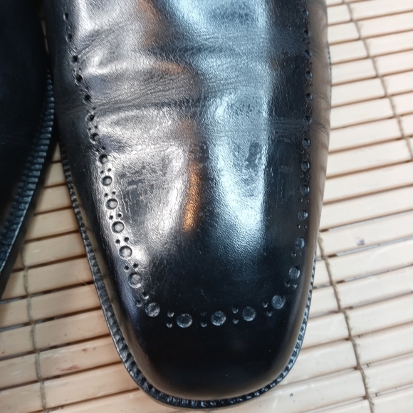 Domani Shoes By Johnston & Murphy Monk Strap Buckle Black Brogue Hand Made Itali - Picture 5 of 11